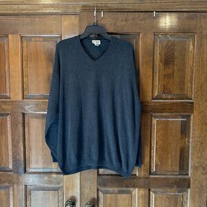 L.L. Bean 100% Cotton V Neck Sweater Size XL Dark Grey Lightweight Pullover Mens